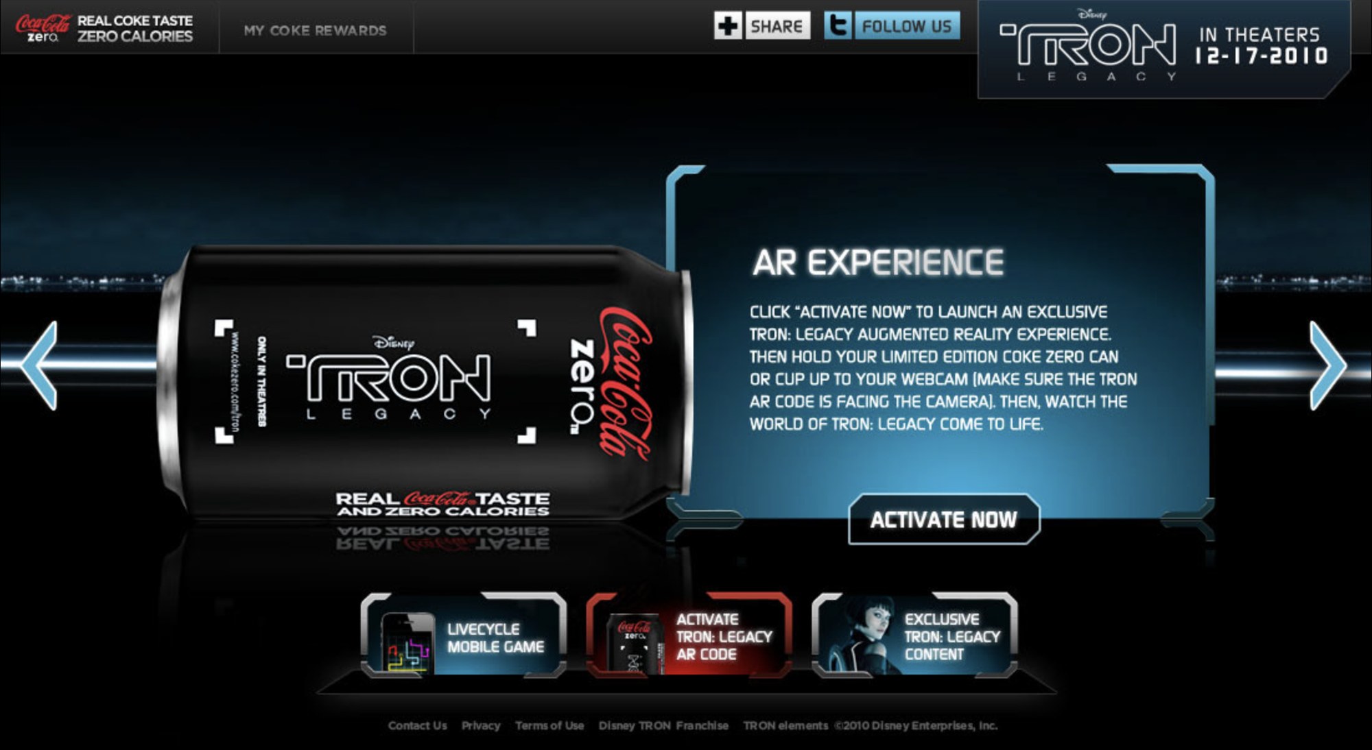 The limited-edition TRON: Legacy Coke Zero can and its webcam AR experience